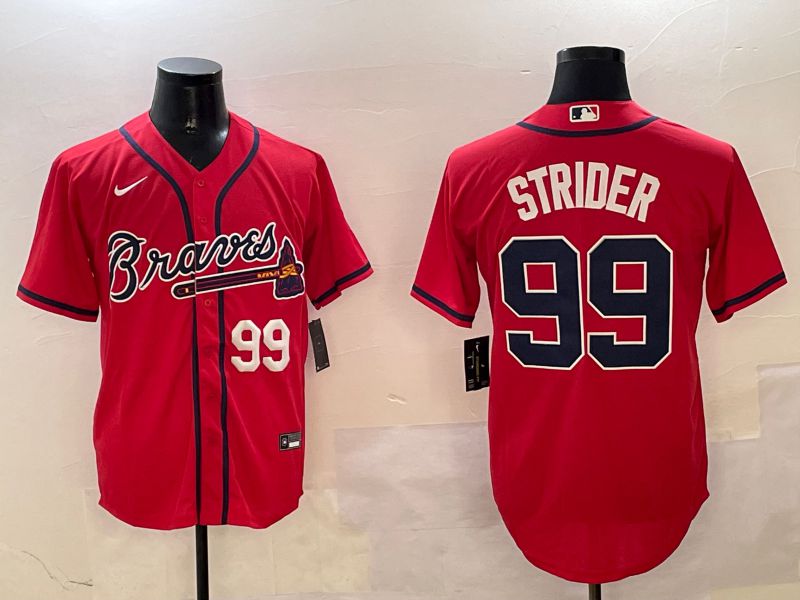 Men Atlanta Braves #99 Strider Red Game 2025 Nike MLB Jersey style 3